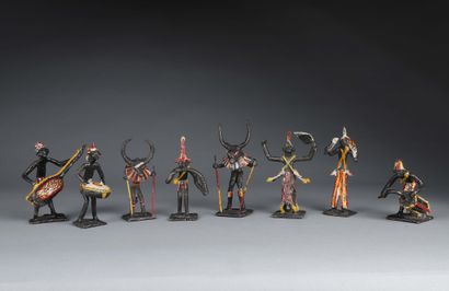 Ensemble de figures en métal, polychromie,...
