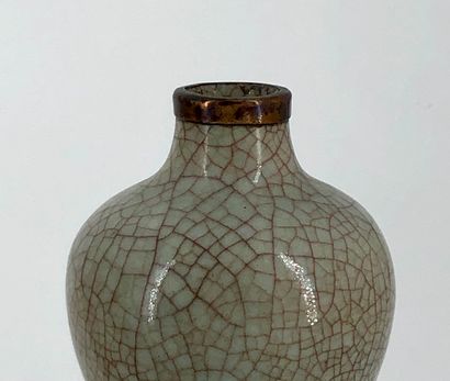 Lot comprising two celadon crackle porcelain...