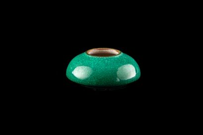 Green enameled porcelain brush wash on a...