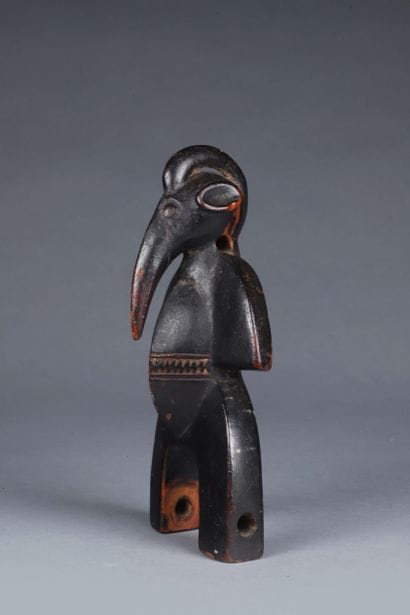 Remarquable étrier de poulie Senoufo, figurant...