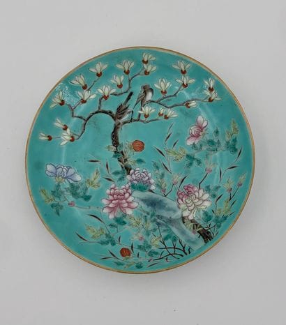 Porcelain and enamel bowl and display stand...