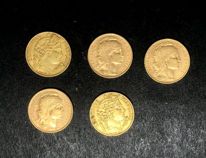 FRANCE
Ensemble de 5 pièces de 20F or:
-2...