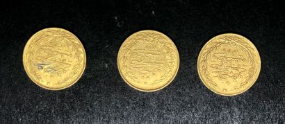 TURQUIE
3 pièces de 100 KURUSH or 1844-1923
(Poids...