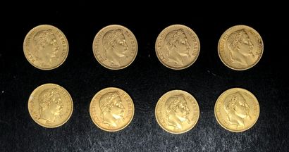 FRANCE
Ensemble de 8 pièces de 20F or Napoléon...