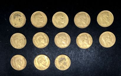 FRANCE
Ensemble de13 pièces de 20F or Napoléon...