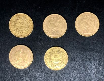 FRANCE
Ensemble de 5 pièces de 20F or:
-2...