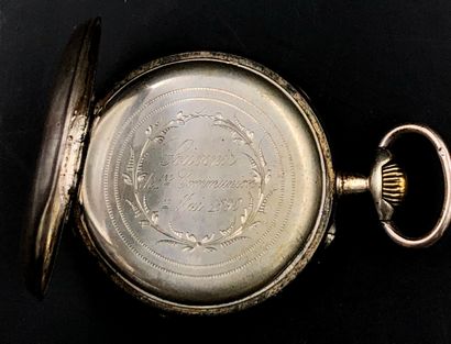 Lot comprenant une montre de poche à boîtier...