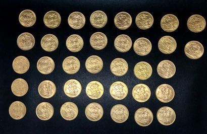 ANGLETERRE
Lot de 37 pièces de SOUVERAINS...