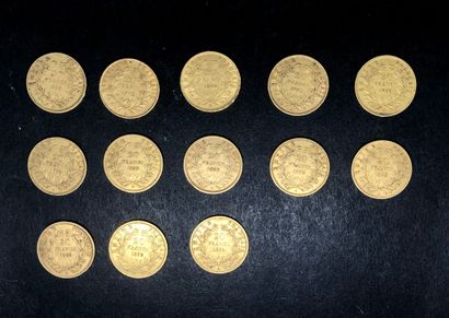 FRANCE
Ensemble de13 pièces de 20F or Napoléon...