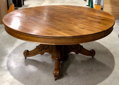 Table de salle à manger ovale en noyer ciré...