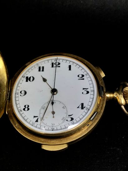 Montre savonnette en or jaune 18K 750°/°°,...