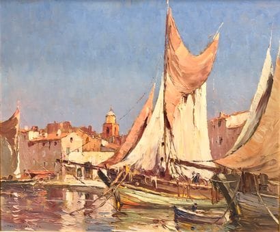 Toni CARDELLA (1898 - 1976) 
Le port de Saint-Tropez...