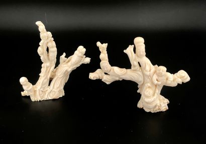 UNSEEN 
China, circa 1920 
Two white coral...
