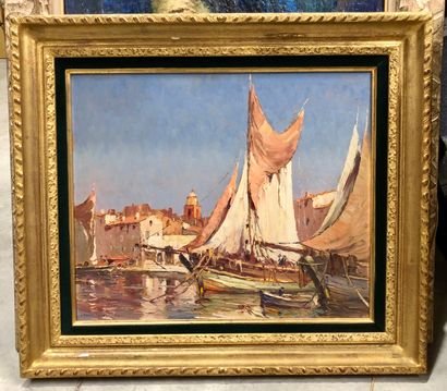 Toni CARDELLA (1898 - 1976) 
Le port de Saint-Tropez...