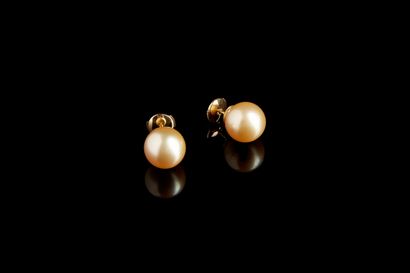 Paire de boutons d’oreilles en or jaune 750/°°°,...