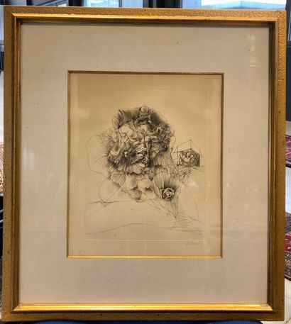 Hans BELLMER (1902 - 1975) 
Visage à la rose...
