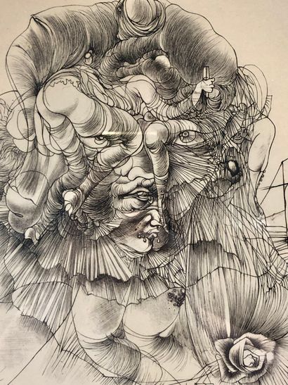 Hans BELLMER (1902 - 1975) 
Visage à la rose...