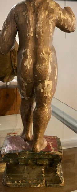 Enfant Jésus en bois sculpté et peint. Il...