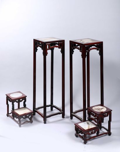 Chine, XXe siècle
Paire de hautes sellettes...