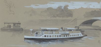 LELONG RENE (1871-1933) 
Bateau mouche in...