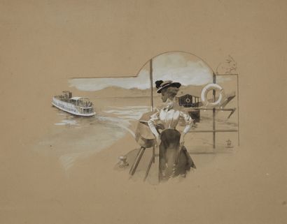 LELONG RENE (1871-1933) 
Au printemps, Maupassant...