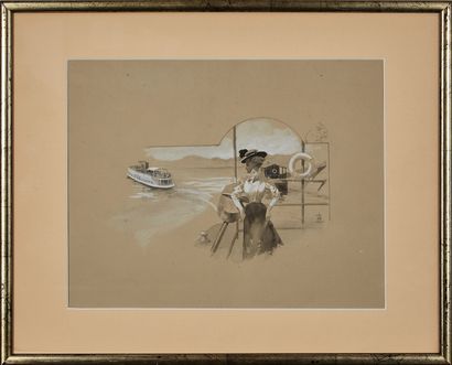 LELONG RENE (1871-1933) 
Au printemps, Maupassant...