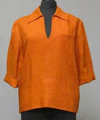 HERMES Paris
VAREUSE en lin rouille, col...