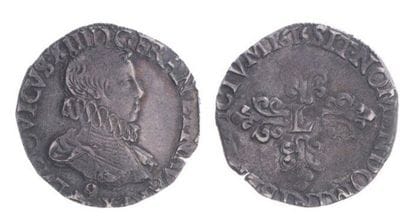 LOUIS XIII (1610-1643). Demi-franc à la tête...