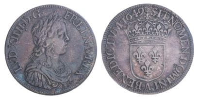 LOUIS XIV (1643-1715). Ecu à la mèche longue,...