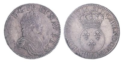 LOUIS XV (1715-1774). Ecu vertugadin,flan...
