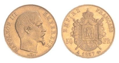 NAPOLEON III (1852-1870). 50 f. tête nue,...