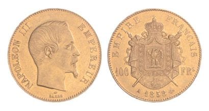 IDEM-. 100 f. tête nue, 1858 Paris. TTB