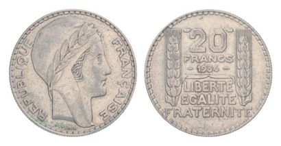 III REPUBLIQUE. 20 f Turin 1936. G 852. Rare...