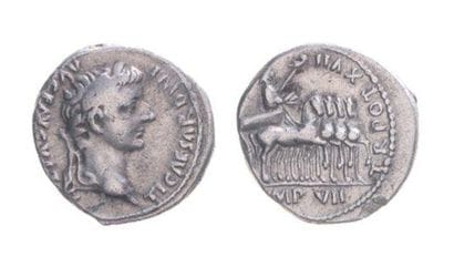 TIBERE (14-37). Denier au buste de l'empereur....