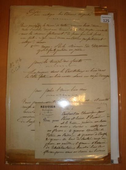 [RECETTES]. Trois feuilles manuscrites contentant...