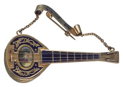 Petite boîte à musique en forme de guitare...