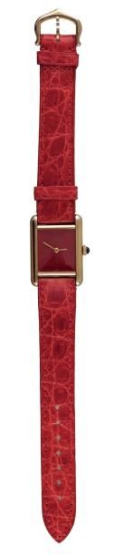 CARTIER
Rectangulaire en vermeil, cadran...