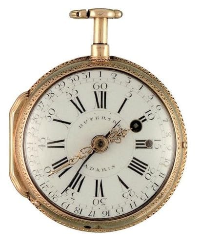 Montre à verge en or à quantième et à répétition...