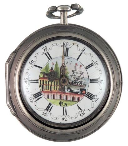 Montre à verge en argent à faux balancier...