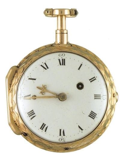 Montre à verge en or à répétition des quarts...