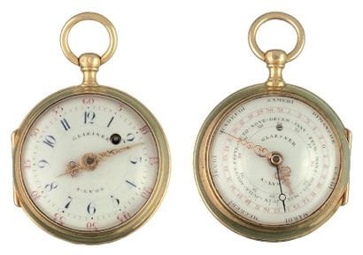 Montre double face à calendrier en vermeil...