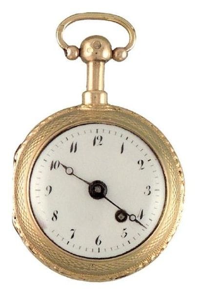 Montre à verge à répétition à toc signée...