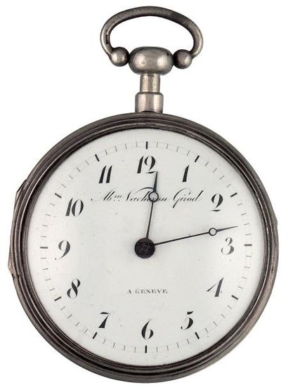 Montre à verge en argent à répétition des...