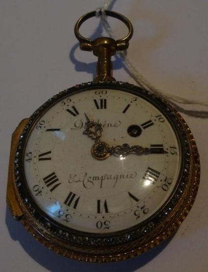 Montre à verge à répétition des quarts signée...