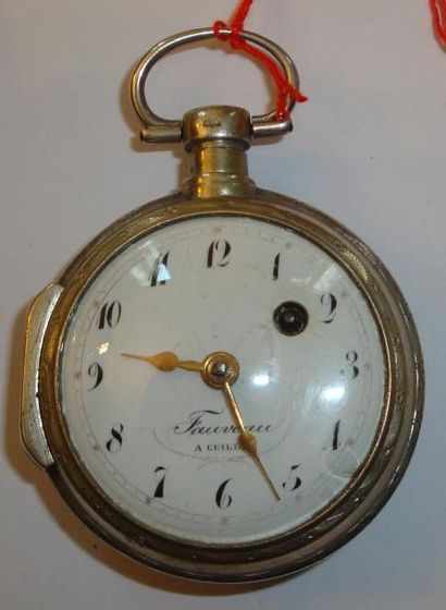 Montre à verge en argent signée 