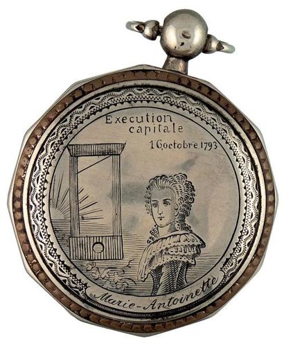 Montre dodécagonale à verge en argent avec...