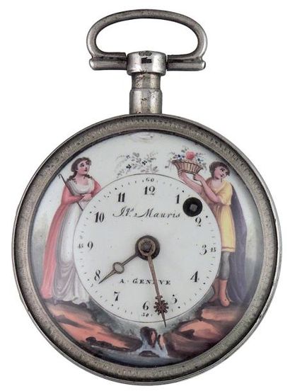 Berger, bergère et fleurs, signée 