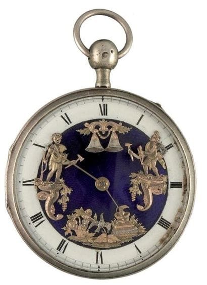 Montre à verge en argent à répétition des...