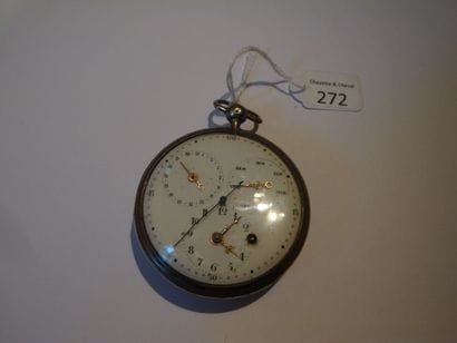 Montre à verge en argent à quantième et jours...
