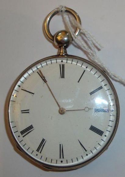 Montre à cylindre en argent à répétition...